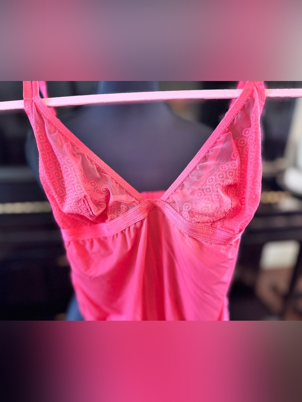 Pink Lace-Trim Bodysuit